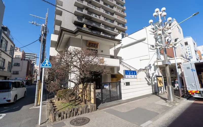 セレモニーホール妙蓮の建物と前の道路(角)