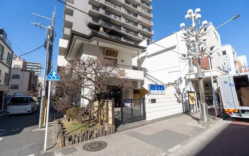 セレモニーホール妙蓮の建物と前の道路(遠景)