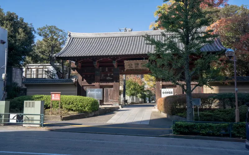 護国寺 桂昌殿の護国寺の惣門(正面寄り)