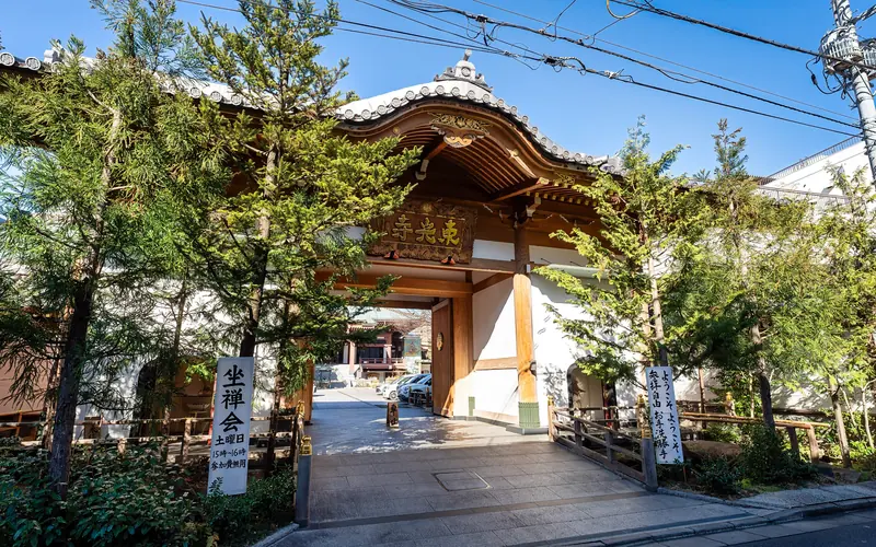 東光寺 東光殿の山門(やや左から)