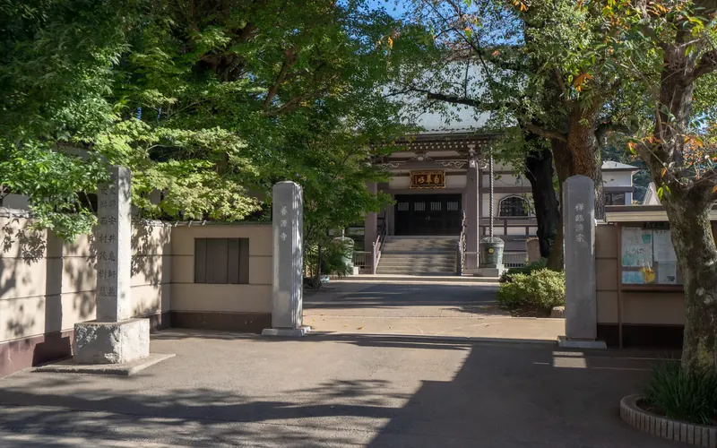 養源寺 白華会館の参道から見た本堂